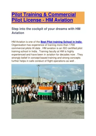 Step into the cockpit of your dreams with HM Aviation