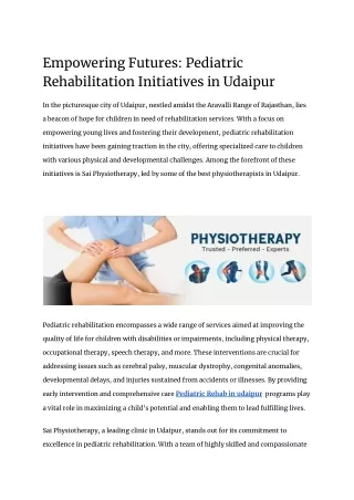 Empowering Futures_ Pediatric Rehabilitation Initiatives in Udaipur (1)