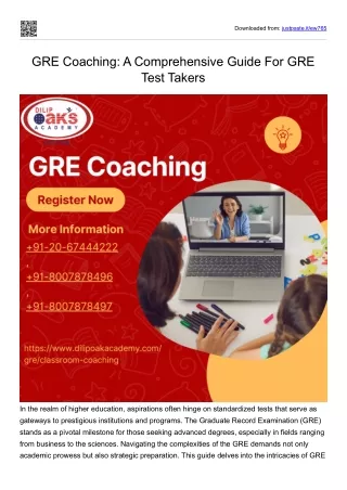 GRE Coaching: A Comprehensive Guide For GRE Test Takers