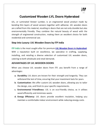 Customized Wooden LVL Doors Hyderabad