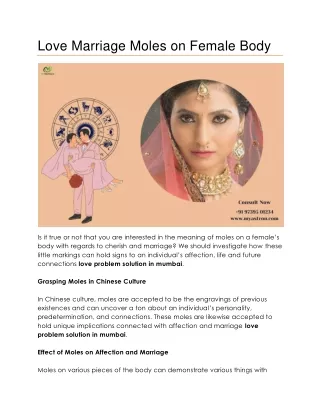 Myastron Astrology: Love Marriage Moles On Female Body