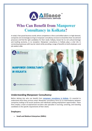 Who Can Benefit from Manpower Consultancy in Kolkata
