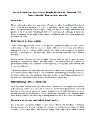 Kross Share Price, Market Size, Trends, Growth and Forecast 2030_ Comprehensive Analysis and Insights