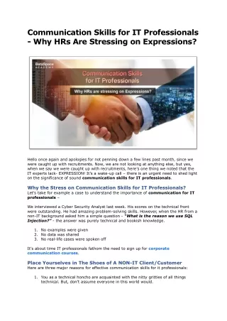 Communication Skills For IT Professionals