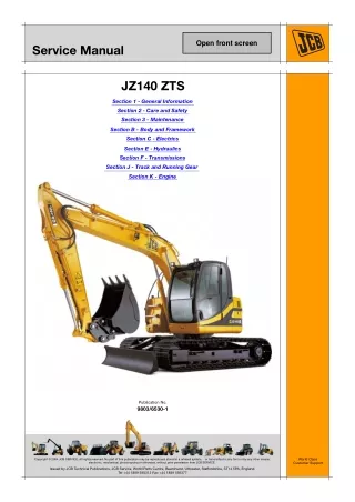 JCB JZ140 TIER2 TRACKED EXCAVATOR Service Repair Manual