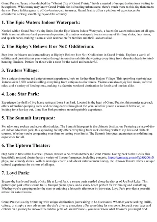 Far Beyond the Typical:  Grand Prairie's  Spots