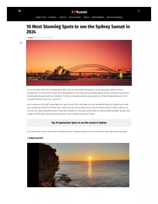 Best Places to Watch the Sydney Sunset in 2024