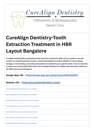 CureAlign Dentistry-Tooth Extraction Treatment  in HBR Layout Bangalore