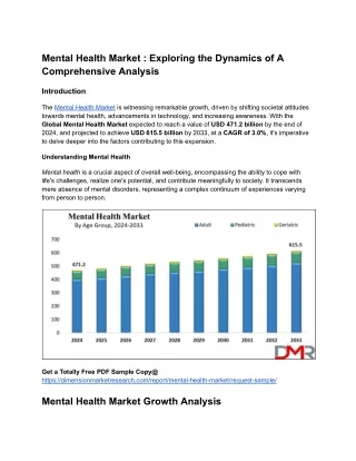 Mental Health Market is going to hit USD 615.5 billion by 2033