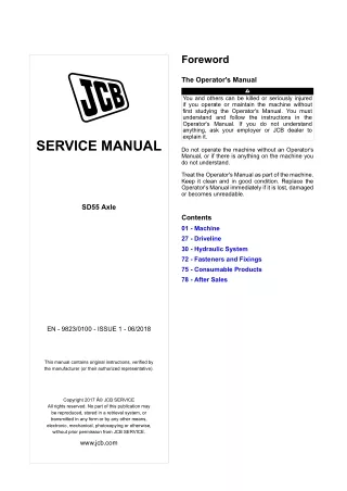 JCB SD55 Axle Service Repair Manual