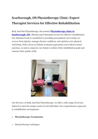 Scarborough, ON Physiotherapy Clinic: Expert Therapist Services for Effective Re