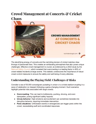 Crowd Management at Concerts & Cricket Chaos