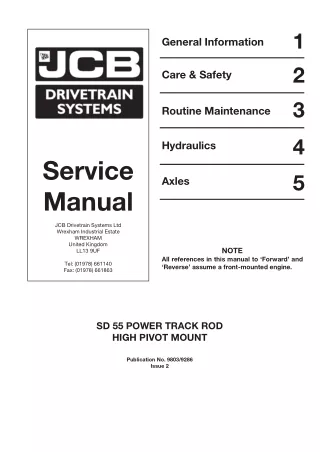 JCB SD55 Power Track Pod High Pivot Mount Service Repair Manual