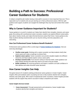 Building a Path to Success_ Professional Career Guidance for Students