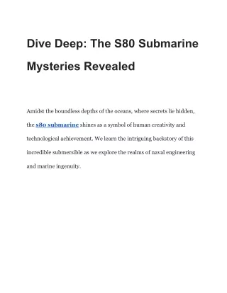 Breaking Waves: The Technology Behind the S80 Submarine