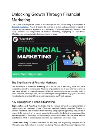 Unlocking Growth Through Financial Marketing