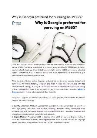 Why is Georgia preferred for pursuing an MBBS_