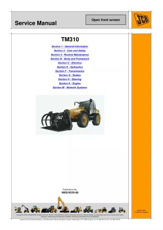 JCB TM310 FARM MASTER LOADER Service Repair Manual