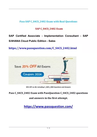 SAP C_S4CS_2402 Practice Test Questions