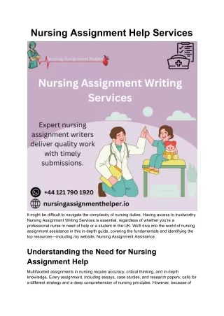 Nursing Assignment Help Services