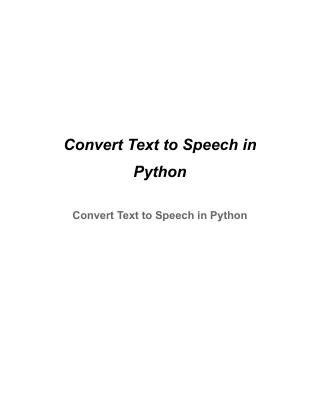 Convert Text to Speech in Python