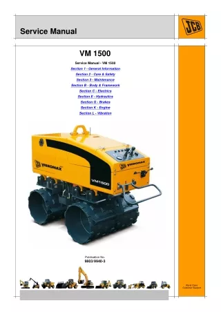 JCB VIBROMAX VM1500 TRENCH ROLLER Service Repair Manual SN：1601990