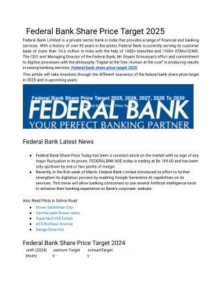 Federal bank share price target 2025