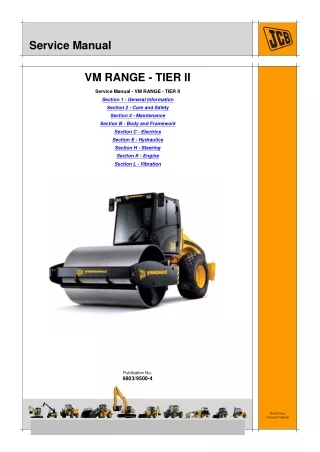 JCB VM46D Smooth Drum Roller Service Repair Manual SN：1800000