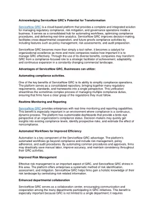 Acknowledging ServiceNow GRC's Potential for Transformation