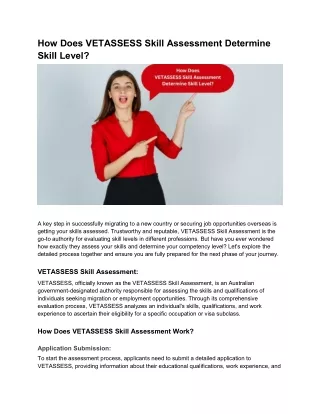 How Does VETASSESS Skill Assessment Determine Skill Level