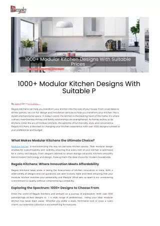 1000  Modular Kitchen Designs with Suitable Prices