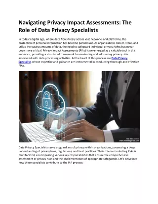 Navigating Privacy Impact Assessments: The Role of Data Privacy Specialists