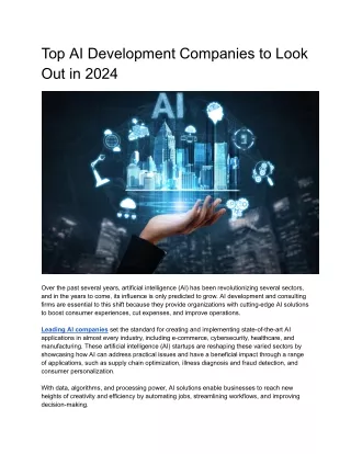 Top AI Development Companies to Look Out in 2024