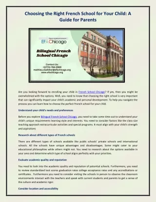 Bilingual French School Chicago