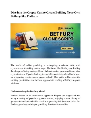 Build Your Own i-gaming Crypto Casino Game like Betfury