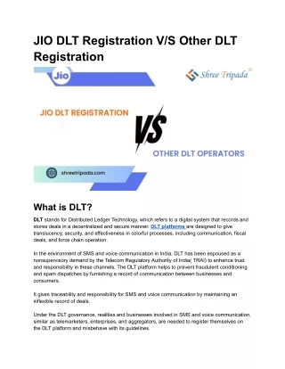 JIO DLT Registration VS Other DLT Registration