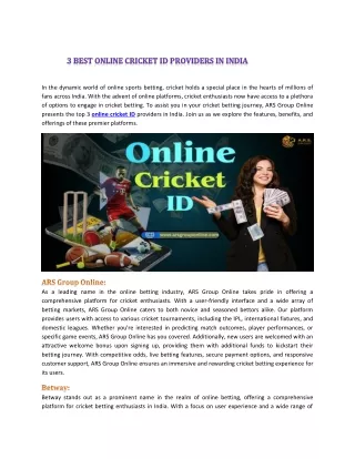 3 Best Online Cricket ID Providers in India
