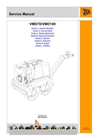 JCB VMD70 Double Drum Walk Behind Roller Service Repair Manual SN1601000 to 1601999