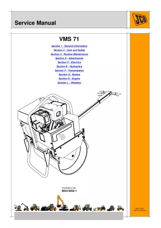 JCB VMS71 Mini Road Roller Service Repair Manual SN 1450000 to 1450499