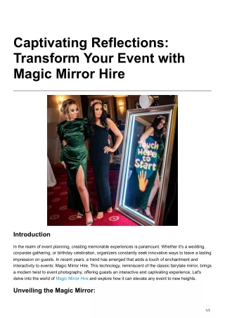 Captivating Reflections Transform Your Event with Magic Mirror Hire