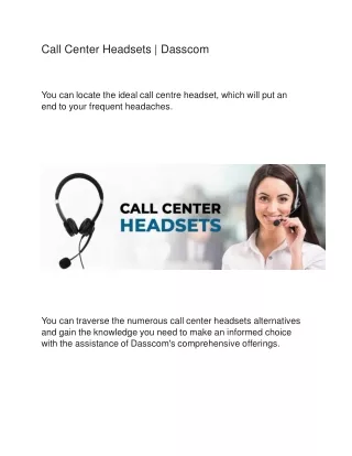 Call Center Headsets | Dasscom