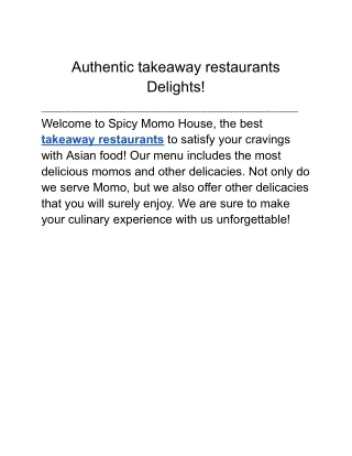 Authentic takeaway restaurants Delights