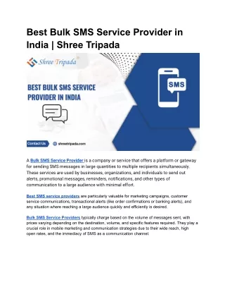Best Bulk SMS Service Provider in India - Shree Tripada