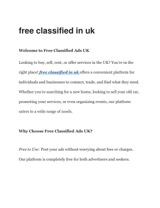free classified in uk