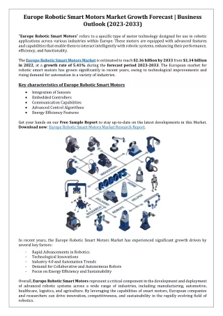 Europe Robotic Smart Motors Market Growth Forecast | BIS Research