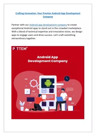 Crafting Innovation: Your Premier Android App Development Company