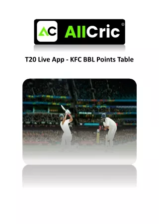 T20 Live App - KFC BBL Points Table