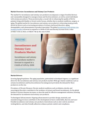 Incontinence and Ostomy Care Products Market Segmentation: Key Insights for Indu
