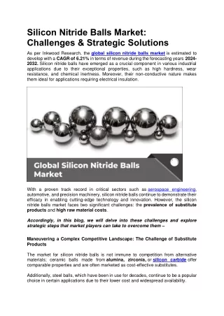 Silicon Nitride Balls Market: Challenges & Strategic Solutions