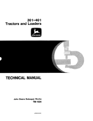 JOHN DEERE 301 Tractor and Loader Service Repair Manual